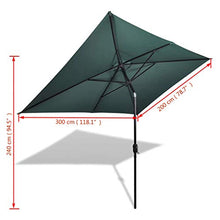 vidaXL Parasole Rettangolare 200x300 cm Verde Ombrellone Protezione Tenda Sole