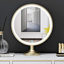 ZHAORU Specchi Cosmetici da Tavolo Specchio da Trucco Rotondo Specchio da Trucco con Luce a LED, luminosità Regolabile, per toeletta da Bagno
