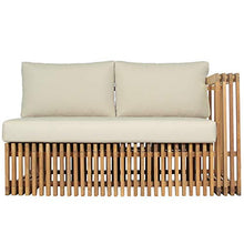 Teako Design Divano lounge Loppio laterale destro a 2 posti con cuscini in legno di teak, resistente alle intemperie, robusto divano da giardino