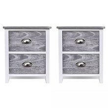 lyrlody, comodino con 2 cassetti, 2 pezzi, comodino, comodino, comodino, tavolino da caffè, grigio e bianco, 38 x 28 x 45 cm