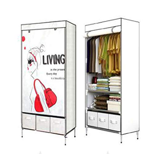 Guardaroba singolo con tre cassetti Tessuto per tubi ambientali Armadio per la personalità Modelli per bambini Armadio Abbigliamento Casella di immagazzinaggio giocattolo 45x90x170cm Armadio per camer