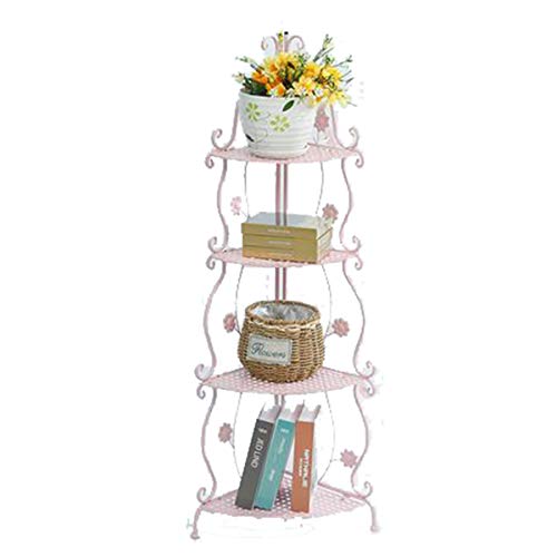 XINGHE Giardino Mensola Multifunzionale Bagagli Shelf Soggiorno Studio Bagno Bookshelf Bagno Mensola d'angolo Stoccaggio Metal Shelf economia di Spazio e Facile da Montare,Pink-OneSize