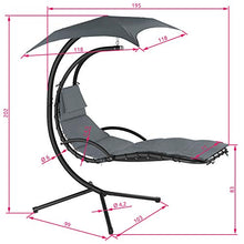 TecTake 800699 Sdraio Sospesa, Parasole Protezione Raggi UV, Sagomatura Ergonomica, Materassino Imbottito e Cuscino Poggiatesta - Disponibile in Diversi Colori (Grigio | No. 403545)
