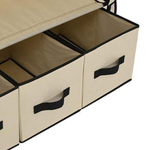 Tidyard Armadio Tessuto Non Tessuto Pieghevol con 3 Cassetti, Guardaroba Salvaspazio Richiudibile, Tubi di Ferro Resistenti All'Umidità, 87X49X159 cm Crema