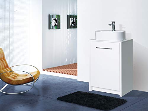 Mobiletto da bagno con lavabo in ceramica, 550 mm, colore: bianco lucido 600 mm bianco