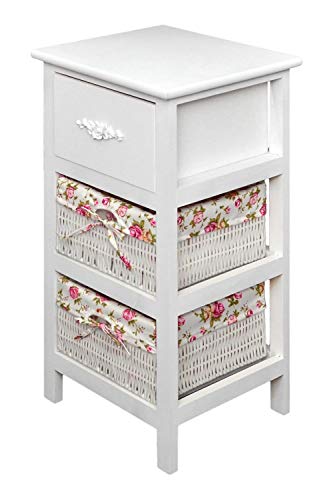 Ts-Ideen 4326 - Mobiletto/comodino con 2 cestini, colore: Bianco/Rosa