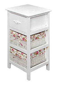 Ts-Ideen 4326 - Mobiletto/comodino con 2 cestini, colore: Bianco/Rosa