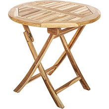 PrimeMatik - Tavolo da Giardino Rotondo Pieghevole 80 cm in Legno di Teak Certificato