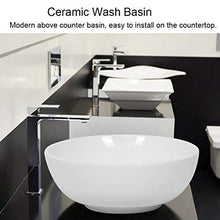 Dioche Lavandino rotondo bianco moderno elegante in ceramica lavabo da appoggio per lavabo bagno 44 x 16,5 cm