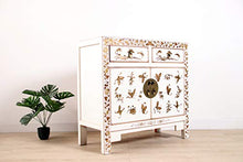 Yajutang - Cassettiera cinese dipinta a mano, motivo: farfalle, colore: bianco