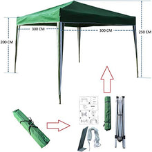 Toaks, gazebo verde, 3 x 3 m, parasole, borsa per il trasporto, tenda da giardino + opzioni, 2 pannelli laterali (finestra, cerniera), Pav3 x 3 (gazebo + 2 lati)