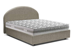 Talamo Italia Letto contenitore Una piazza e mezza Luna, Made in Italy, Letto con rivestimento in tessuto, Apertura frontale, con materasso cm 120x190 incluso, Tortora