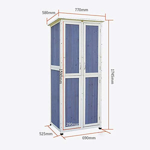 WanuigH Deck Box Outdoor Locker Balcone Cortile Giardino Solido Protezione Solare Resistente all'Acqua Legno Governo di immagazzinaggio Armadio da Esterno (Colore : Blu, Size : 77x58x175cm)