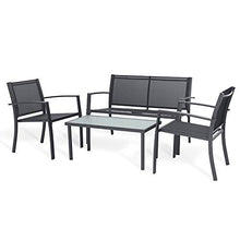 Set di mobili da giardino con 2 poltrone,1 divano a doppia poltrona,1 tavolino da caffè in vetro per esterni da pranzo per patio prato a bordo piscina