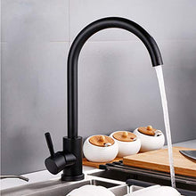 SXJ Rubinetto da Cucina in Acciaio Inossidabile, Rubinetto da Cucina, Miscelatore per Lavabo con Rotazione A 360 Gradi, Rubinetto da Cucina Monoforo, Nero Opaco