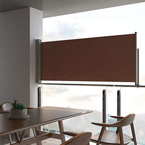 Festnight Tenda Paravento Laterale Retrattile Crema da Giardino Balcone Terrazzo Patio per Esterno 100x300 cm Marrone