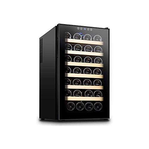 LKNJLL Single Zone Freestanding Wine Cooler, acciaio inossidabile, può contenere 28 bottiglie, 12-18 ° C armadietto del vino, adatta for l'ufficio personale, familiare Camera da letto, sala da pranzo,