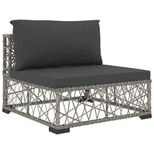 vidaXL Set Divani da Giardino 6 pz con Cuscini Foderati Lavabili Modulare Leggero Elegante Arredi da Esterno in Polyrattan Grigio Telaio in Acciaio