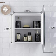 SHKUU Specchio Bagno, Specchio Armadietto in Legno massello Multistrato Nero/Bianco con Scatola toeletta Rotonda in Vetro Appendere alla Parete