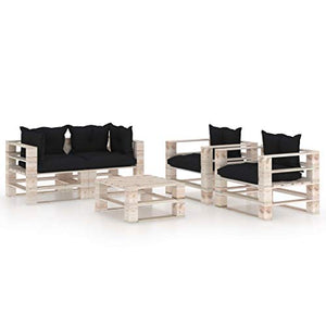 SKM Set Divani da Giardino Pallet 5 pz con Cuscini in Legno di Pino (126.54kg) -6339