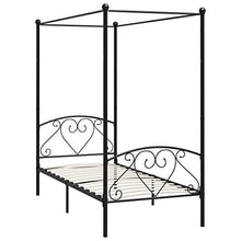 SKM Letto a Baldacchino Nero in Metallo 90x200 cm (19.9kg)