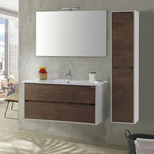 mazzoni Mobile da Bagno Sospeso con Colonna Maiorca Plus Noce Scuro Frassinato P18x70 cm