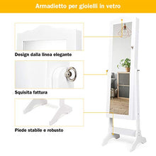 COSTWAY Armadietto Portagioie Specchio per Gioielli, Specchiera da Terra, Figura Intera, 160x45x37cm