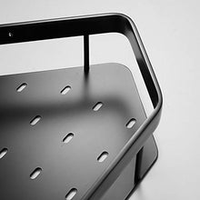 DONGLU mensole Bagno Rack Angolare per Bagno Cestello Triangolare Monostrato in Rame Pieno Scaffali A Parete Spessi Cestello A Rete Cava Rack Perforati(Color:Nero)