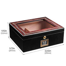 ZSY Cedar Wood Desktop Cigar Humidor with Tray And Adjustable Divider - Digital Hygrometer, Front Edge Stainless Steel Patch, Great for Home, Office, Bedroom