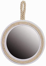 H.yina Specchio da Parete Rotondo retrò da 30 cm / 11,8 'con Corda di Canapa Vanity Make Up Mirror Specchio da Barba Rotondo Specchio con Cornice in Legno massello Specchio Decorativo cosmetico