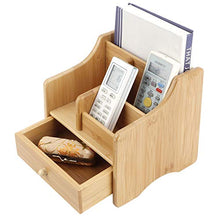 Fdit Organizer da Tavolo, Scatola di immagazzinaggio Multifunzionale Organizer da Tavolo in bambù Telecomando per Cosmetici con cassetto per riporre Piccole Forniture per Ufficio