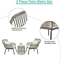Set Di Mobili Da 3 Pezzi Patio Portico, Interni All'aperto All-Meteo Conversazione Di Vimini Bistrot Bistro Set, Set Di Mobili Da Giardino, Set Di Conversazione in Patio Clearance, Cuscini Inclusi