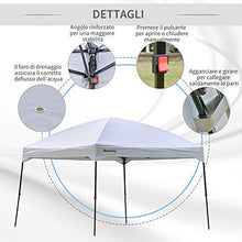 Outsunny Gazebo Pieghevole 3x3m da Giardino o da Esterno con Borsa da Viaggio in Acciaio e Tessuto Oxford Bianco