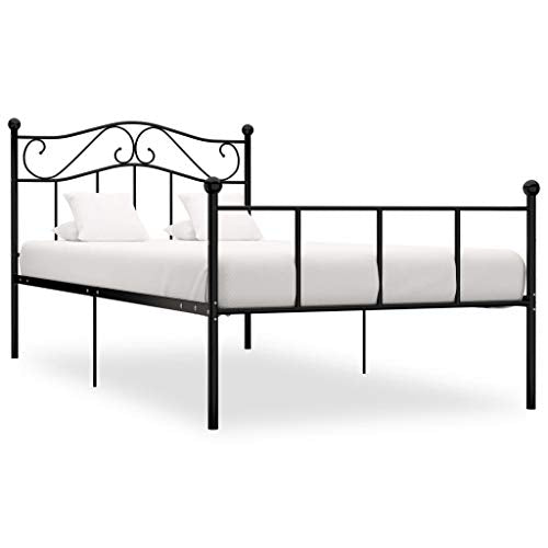 BIGTO - Struttura per letto in metallo e acciaio, per camera da letto, stile nero, 90 x 200 cm