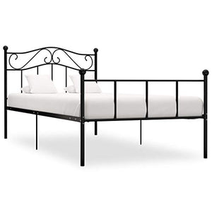 BIGTO - Struttura per letto in metallo e acciaio, per camera da letto, stile nero, 90 x 200 cm