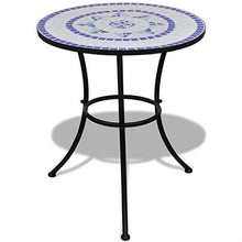 vidaXL Tavolo Piante in Ceramica con Mosaico 60cm Blu/Bianco Arredamento Esterno