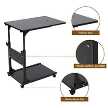 Ejoyous Tavolo Porta Laptop su Ruote, tavolino Mobile per Divano con divisorio di stoccaggio Comodino da caffè Regolabile in Altezza per Soggiorno Camera da Letto Ufficio Ospedale(Salice Nero)