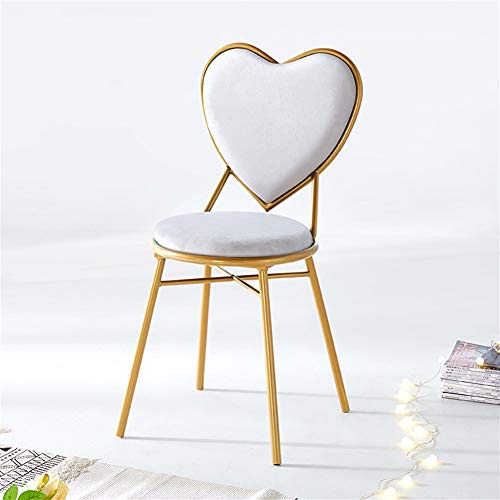 YXFW Dressing Sgabello Sala da Pranzo Lounge Chair con Metallo Leg Schienale Dressing Table Sgabello con Flanella Cuscino (Color : Silver)