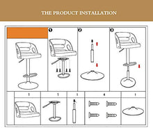 jjff Sgabelli da Bar rustici Vintage Sedia con Schienale in Legno e Sedile in Pelle Sgabello da Colazione Regolabile per bancone da Cucina, Set di 2