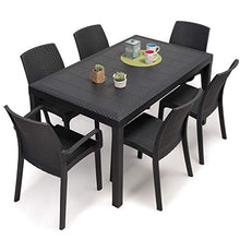 DMORA 8052773492348 Tavolo Rettangolare da Esterno, Struttura in Resina Dura, Rattan, 150 x 90 x 72 cm, Antracite