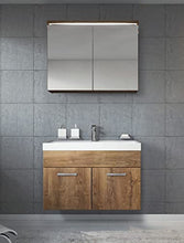 Mobile da bagno paso 02 80 cm bacino Lefkas (marrone) – Armadietto a specchio mobiletto lavabo mobili