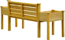 Dobar, panca da giardino con fioriere laterali, panca e fioriera, marrone chiaro, 211 x 64 x 92 cm
