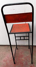 Marblechic - Sedia sgabello Vintage in ferro metallo anni 70 rossa cm 39x40x112 BAR originale disp rossa bianca nat