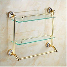 GDFEH Scaffale di Vetro 2-Livello Scaffale per Il Bagno del Bagno del Bagno del Bagno con la Barra degli Asciugamani