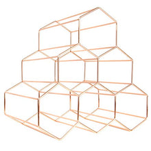 Maison & White Cremagliera per vino in oro rosa | 6 Scaffale per vino da appoggio in vetro | Hexagon Modern Design | Vetrinetta per vino