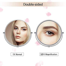 LIS - Specchio da trucco con luci LED da 20,3 cm, specchio da trucco, ingrandimento 10x, specchio da barba, doppio lato, con lente d'ingrandimento rotonda, girevole a 360° e braccio estensibile