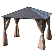 Outsunny Gazebo da Giardino con Tende Laterali 12 Picchetti Gancio per Lampada Alluminio, Poliestere, Acciaio 298x298cm Marrone e Nero