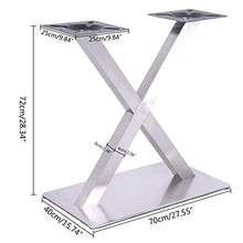 Piedino da tavolo in acciaio inox X telaio da tavolo, altezza 70 cm