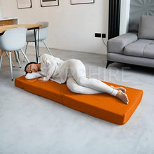 G&H - Materasso pieghevole pieghevole per letto singolo, con rivestimento rimovibile, colore: arancione
