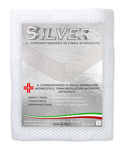 Tex family COPRIMATERASSO in Fibra d'Argento Silver Made in Italy - 1 Piazza